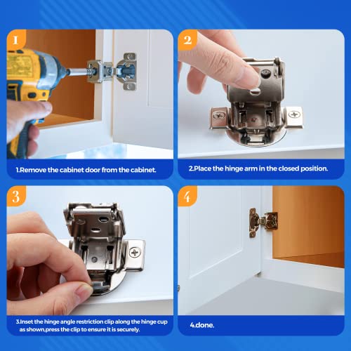 86 Degree Cabinet Door Angle Restriction for Soft Close Hinges,20 Pack