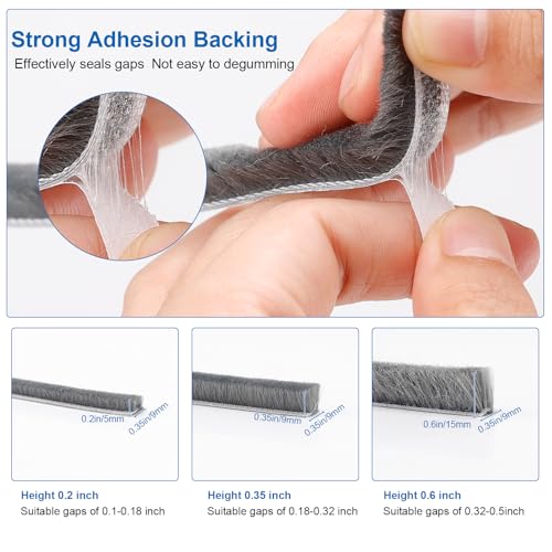 33 Ft Weather Stripping Windows Doors 0.35" Wide x 0.6" Thick - size: 0.35'' Wide X 0.6'' Thick