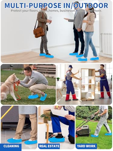X-Large Shoe Covers Disposable Non-Slip, Non-Woven Fabric Boot Covers, Stretchable Fits Up to Size 13 US Men (Blue, 100 Pack) - color: Blue, size: 100 Pack