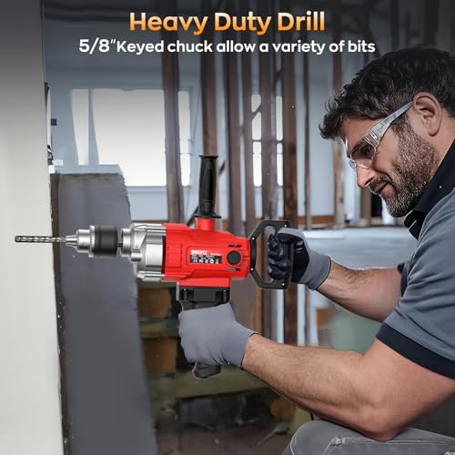 IMAYCC Concrete Mixer 2500W 15A, Cement Mixer With Variable Speed Control, 5/8" Heavy Duty Drill Set, Drill Mixer for Mud,Motar,Paint, Grout, Plaster, Thinset - color: Red Black
