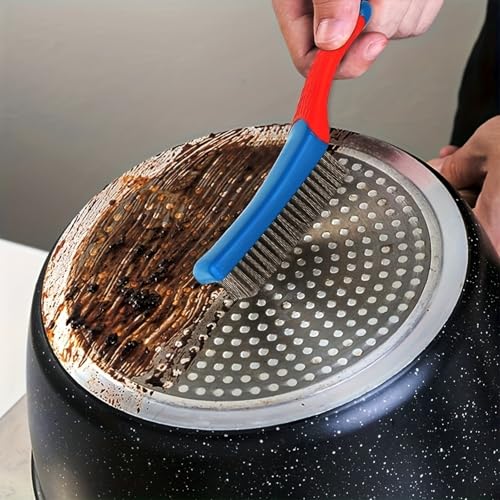 Heavy Duty Wire Brush for Cleaning, Dense Steel Brush with Handle, Ideal for Rust Removal and Home Kitchen Use
