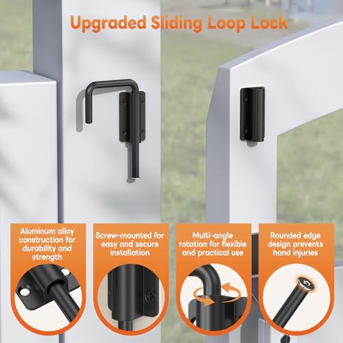 Upgraded Sliding Door Loop Lock, Gate Latches, Black-2PCS - color: Black-2PCS