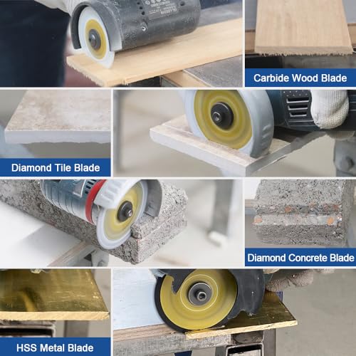 HIGHDRIL 4pcs 3" Circular Saw Blade Set for Metal Tile Marble Plastic Wood | 3" 75mm Diamond/HSS/Carbide Cutting Disc for Angle Grinder Cutting Metal Tile Marble Granite Plastic Concrete Wood - size: MIX 1