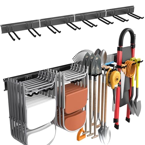 WALMANN Wall Mounted Garden Tool Rack Garage, Folding Chair Storage Rack - size: 17 inch railx4