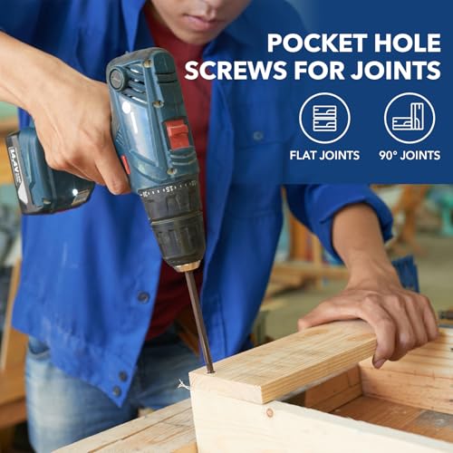 Pocket Hole Screws #8x2, Coarse Thread Wood Screws 300Pcs, Washer Head with Square Drive, 150MM Drive Bit Included - color: Blue, size: #8x2‘’