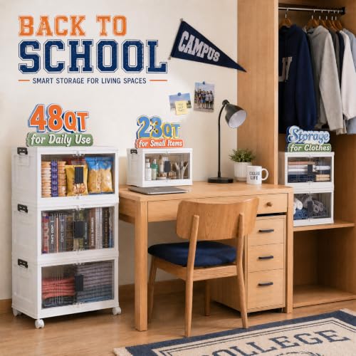 OlarHike 144QT Storage Bins with Lids for Closets, Office, Dorm, 3 Pack - size: 48QT-White