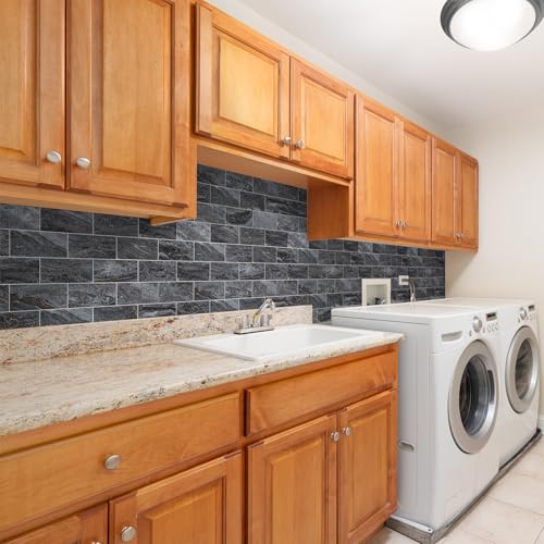 StyloVue 100 Pieces Peel and Stick Backsplash for Kitchen, 3" x 6" PVC Subway Tile 2026 Upgraded Gray-Gold Stone Backsplash Stick on Tile Elevate Kitchen Fireplace RV - color: Gray-Gold Stone
