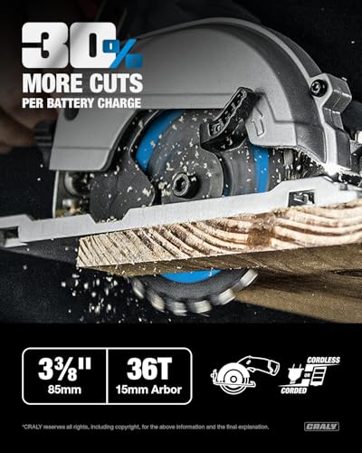 CRALY 3-3/8 Inch 36 Teeth Fine Finish Wood Cutting Circular Saw Blade, 15mm Arbor, Carbide Tipped, Thin Kerf, Black Ice™, for Plywood, MDF, OSB, Laminated, 3-Pack(C0336FF-3) - size: 3-3/8 inch, 0.591 inch arbor, 36T*3