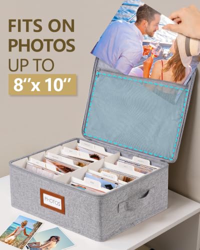 HULISEN Photo Storage Box, Photo Organizer for 2000 4x6 Pictures, Grey - color: Grey