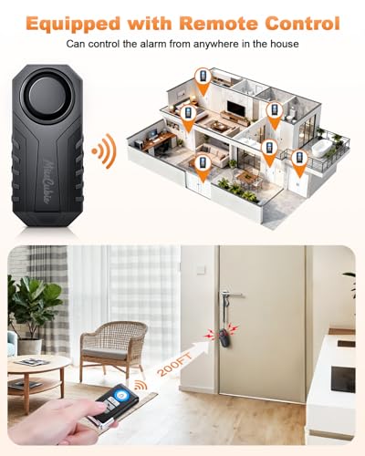 Door Handle Alarm, Door Alarms for Home Security & Anti-Theft with 113dB Vibration Triggered Portable Alarms- Perfect for Kids, Toddler, Elderly, Hotel, Travel, Bedroom