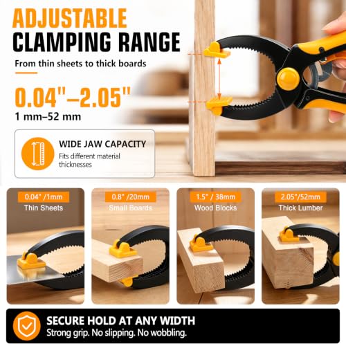 6" Ratchet Clamps Quick Release Set, Adjustable Spring Clamp for Wood,4Pcs