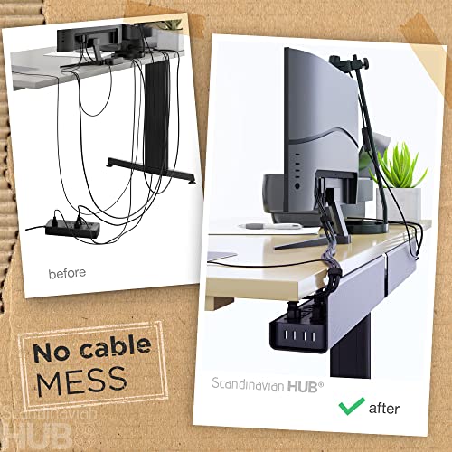 Scanfield Under Desk Cable Management Tray, No-Screw, 17-Inch, 2-Pack Black - color: Black, size: 2pcs Self Adhesive