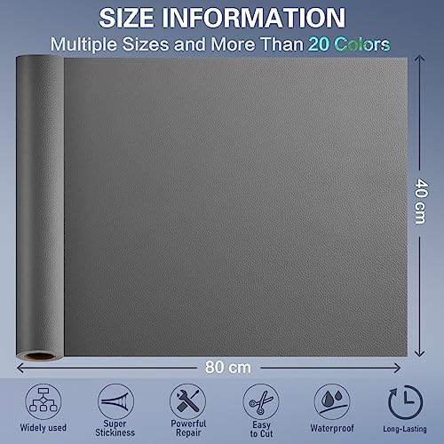 Leather Repair Tape, Self Adhesive Leather Repair Patch Kit Dark Grey - color: Dark Grey, size: 31.4x16 inch