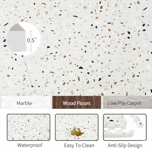 Yay Mats Stylish Extra Large Puzzle Mat, Thick,Inter Locking Foam Floor Tile Covers 6 ft x 4 ft. Expandable Tiles with Edges Exercise and Kids mat Protective Floor Surface (Henri TERRAZZO) - color: Henri Terrazzo