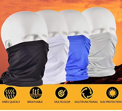 4 PCS UV Protection Neck Gaiter Mask，Breathable Summer Cooling Face Cover - color: 4pcs Black,grey,blue,white