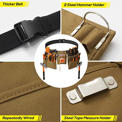 19 Pocket Tool Belts - Gardening Belt with Quick Release Buckle,Adjustable Utility Belt,Work Apron for Men and Women,for Gardening,Electrician,Carpenter,Construction Tool Belt,Gifts (Purple)