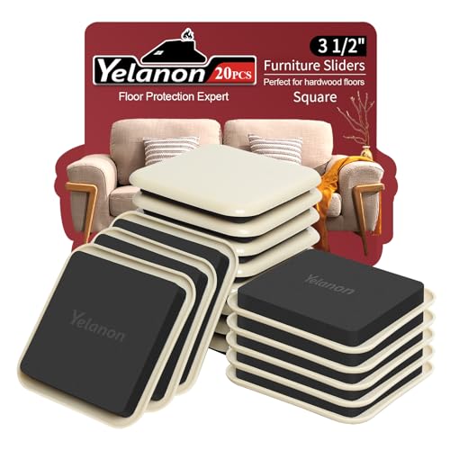 Yelanon Furniture Sliders, 20 pcs-3 1/2” Square Beige Furniture Sliders for Carpet, Furniture Pads for Hardwoods Floors，Furniture Movers Sliders, Reusable Moving Pads, Floor Protectors for Carpet - size: 20pcs 3.5"beige