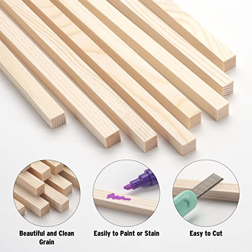 Square Wood Dowel Rods Wooden Craft Sticks, 20PCS 3/8" x 12" Wooden Square Dowel Rods for Crafting, Unfinished Hardwood Sticks Wood Pieces for Arts and DIYers, DIY Projects, Home Decor, Woodworking - size: 3/8"×12"-20PCS