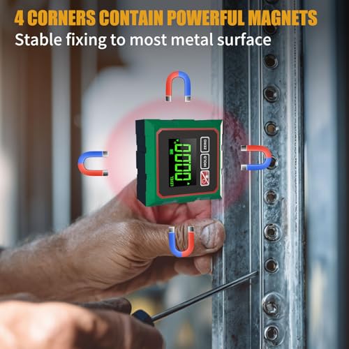 Digital Angle Finder with Laser, 4 Side Magnetic Inclinometer