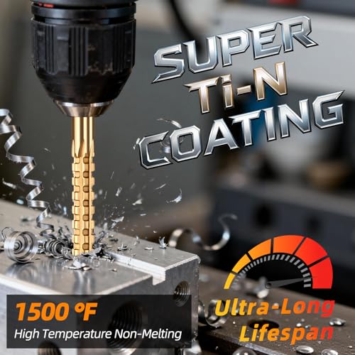 Unibit Step & Side Cutting Twist 8 PCS Drill Bits Set Hex Shank - color: Gold