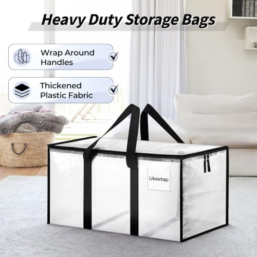 16 Pack Extra Large Clothes Storage Bins with Lids, Moving Bags, Clear - color: Clear, size: 16 Pack