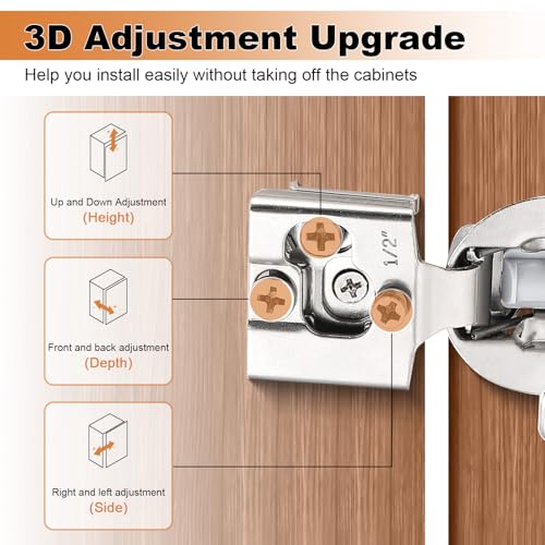 Probrico 10 Pack 5 Pair 1/2 inch Overlay Soft Close Cabinet Hinges Hidden Door Hinge for Kitchen Cabinet Hinges Concealed Self Closing Face Frame for Cupboard, Wardrobe, 105 Degree Opening Angel - size: 1/2 Inch