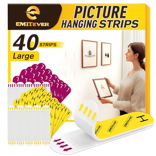 EMITEVER Picture Hanging Strips Heavy Duty Picture Hangers for Wall 20Pairs - size: Large-20Pairs