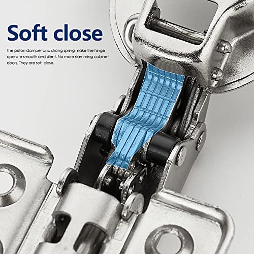 Ravinte European Kitchen Cabinet Hinges, Soft Close, Full Overlay, 10 Pack | 5 Pairs, Satin Nickel, Cabinet Door Hinges, Adjustable Concealed Cabinet Cup Style, Heavy-Duty for Frameless Door - size: Full Overlay