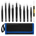 10 Piece Precision Tweezers Set, ESD Stainless Steel for Electronics Repair