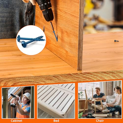 100 PCS #8 x 2 Blue Coated, Hardened Steel Pocket Hole Screws, No.8 x 2 Inch Square Drive Washer Head Wood Screw, 2" & 6" Bit Included, Partially Threaded Self Tapping by TPOHH - size: #8 X 2 inch