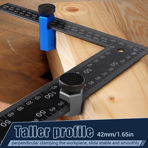 Tall Stair Gauges for Framing Square with Holder and Carabiner Stair guages Knobs Tool for Circular Saw Metal Stair Stringer Layout Tool for Carpentry Squares Stair and Rafter Gauge Clamps - style: 1 Pack Blue