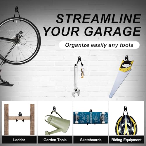 Uenhoy 2 Pack Heavy Duty Garage Storage Hooks, Wall-Mount, Small, Black