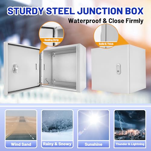 Electrical Junction Box 12x12x8, NEMA 4X IP66 Steel Enclosure Box - size: 12 x 12 x 8''