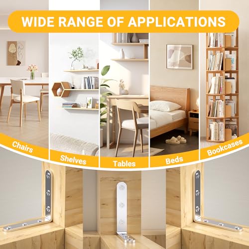 25Pcs Stainless Steel Angle Brackets 3”x 3” Heavy Duty Corner Brackets | 3MM Thick L Bracket for Wood 3in Stainless Corner Braces 90 Degree Metal Joint Hardware for Shelves Wooden Furniture Cabinet - size: Silver-3x3 Inch