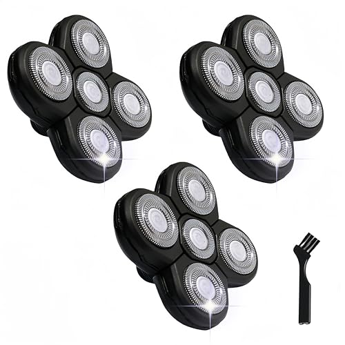 3 pcs Blades Refills Compatible with Freebird Head Shaver, 5 Blades Shaver Replacement Heads for Bald Men Freedom Grooming + 1 Cleaning Brush, Silver - size: 3pcs