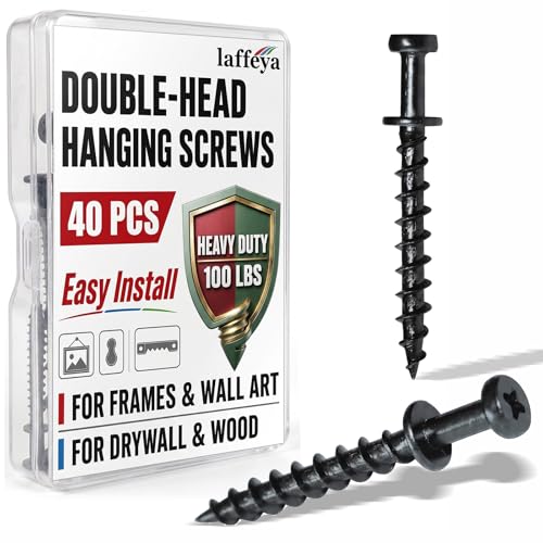laffeya Picture Mirror Hanging Hardware, Bear Claw Screws, Keyhole Hanger - style: Black long