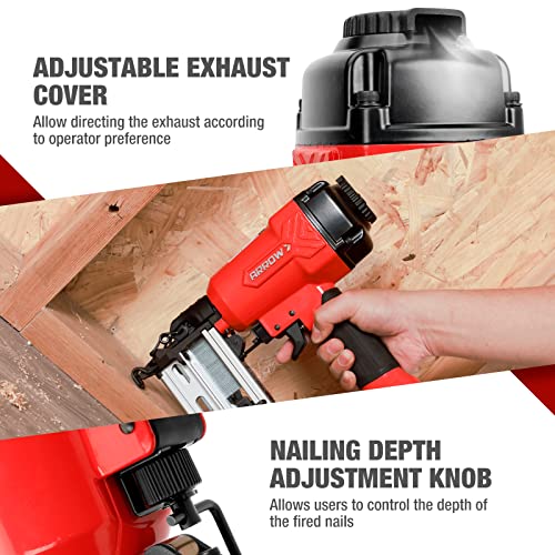 ARROW Pneumatic 16 Gauge Finish Nailer with 1000 Pcs Nails, 16 GA Professional Straight Nail Gun Kit, Oil-free Design, Depth Adjustable, Dryfire-lockout, Fits 1-1/4-Inch to 2-1/2-Inch Finish Nails
