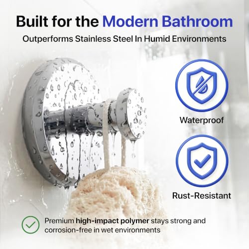 HOME SO Suction Cup Hooks for Shower & Bathroom Towel Holder 4-Pack Chrome - color: Chrome, size: 4 Pack