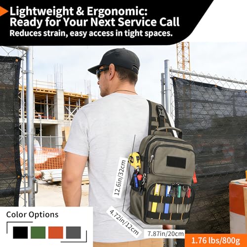 Rexmore Tactical Electrician & HVAC Tool Chest Bag, 3-Point Harness Green - color: Green