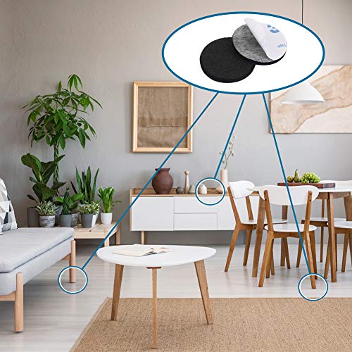 Shintop 50pcs Self-Adhesive Felt Pads for Furniture Protectors (Black)