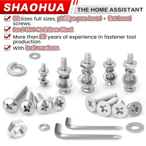 Phillips Pan & Flat Head Machine Screws Assortment Kit, 2242Pcs - size: N. #4-40#6-32#8-32#10-24#1/4-20