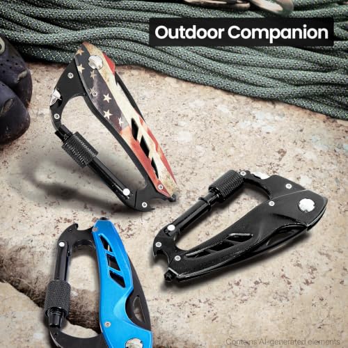 FUNBRO Multitool Carabiner Knife Tools for Men, Bottle Opener - color: Usa Flag
