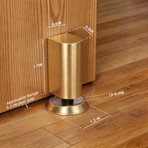 PANALI Magnetic Door Stopper, Door Stop Floor Mount, 1Pack, Gold - color: Bright Gold