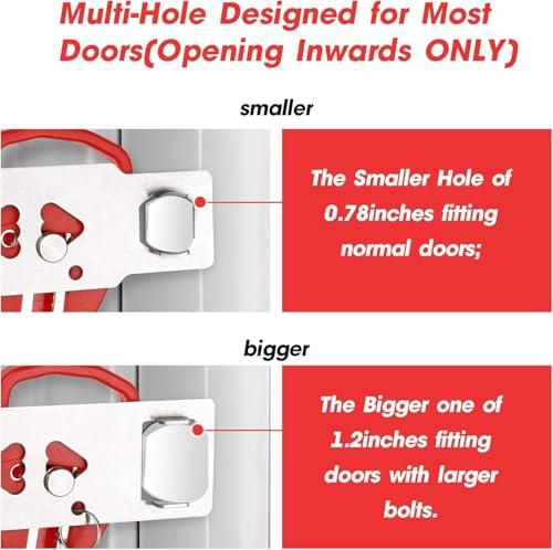 Portable Door Lock & Door Stop Alarm Set, Dual Protection Home Security Door Kit, Travel Hotel Lock Devices Pocket Self Defensey Tools for Traveling Hotel Home Apartment,Red,