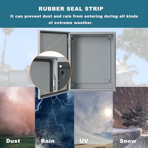 Waterproof Electrical Enclosure 16 x 16 x 6'', Outdoor Electrical Box Weatherproof, Electrical Junction Box with Reinforced Lock - size: 16 x 16 x 6''