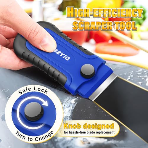 DIYSELF 2 Pack Razor Blade Scraper Tools with 30 Blades, Glass Scrapers - color: Blue, size: 2 Pack