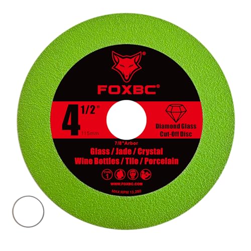 FOXBC 4-1/2 Inch Tile Glass Cutting Disc for Angle Grinders, Diamond Saw Blades Wheel Multi-Material for Grinding Ceramic, Crystal, Wine Bottle, 7/8" Arbor - 3 Pack