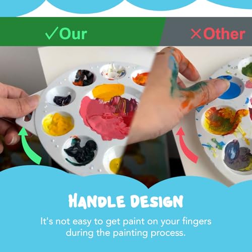 Halobios Paint Tray Palettes, Plastic Paint Pallets with Hanging Hole for Children or Students to Paints on School Project, Art Class or Have a Birthday Painting Party -12pcs - size: 12PCS