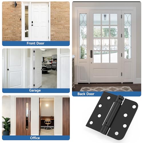 4 Inch Self Closing Door Hinges, Spring Hinges Self Closing Matte Black - color: Matte Black, Square & 5/8" Radius, size: 4" 6 Pack