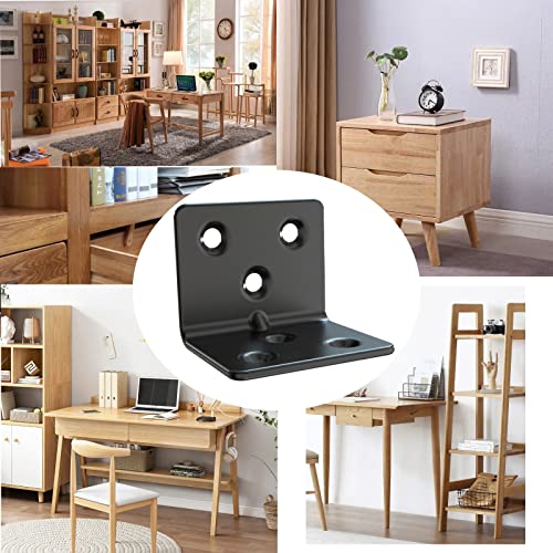 Black Stainless Steel Shelf Bracket,Joint Right Angle Bracket,L Shape Heavy Duty Metal Corner Brace Shelf Supporter for Wood Aufuga (20, 1.5x1.2x1.2) - size: 1.5x1.2x1.2